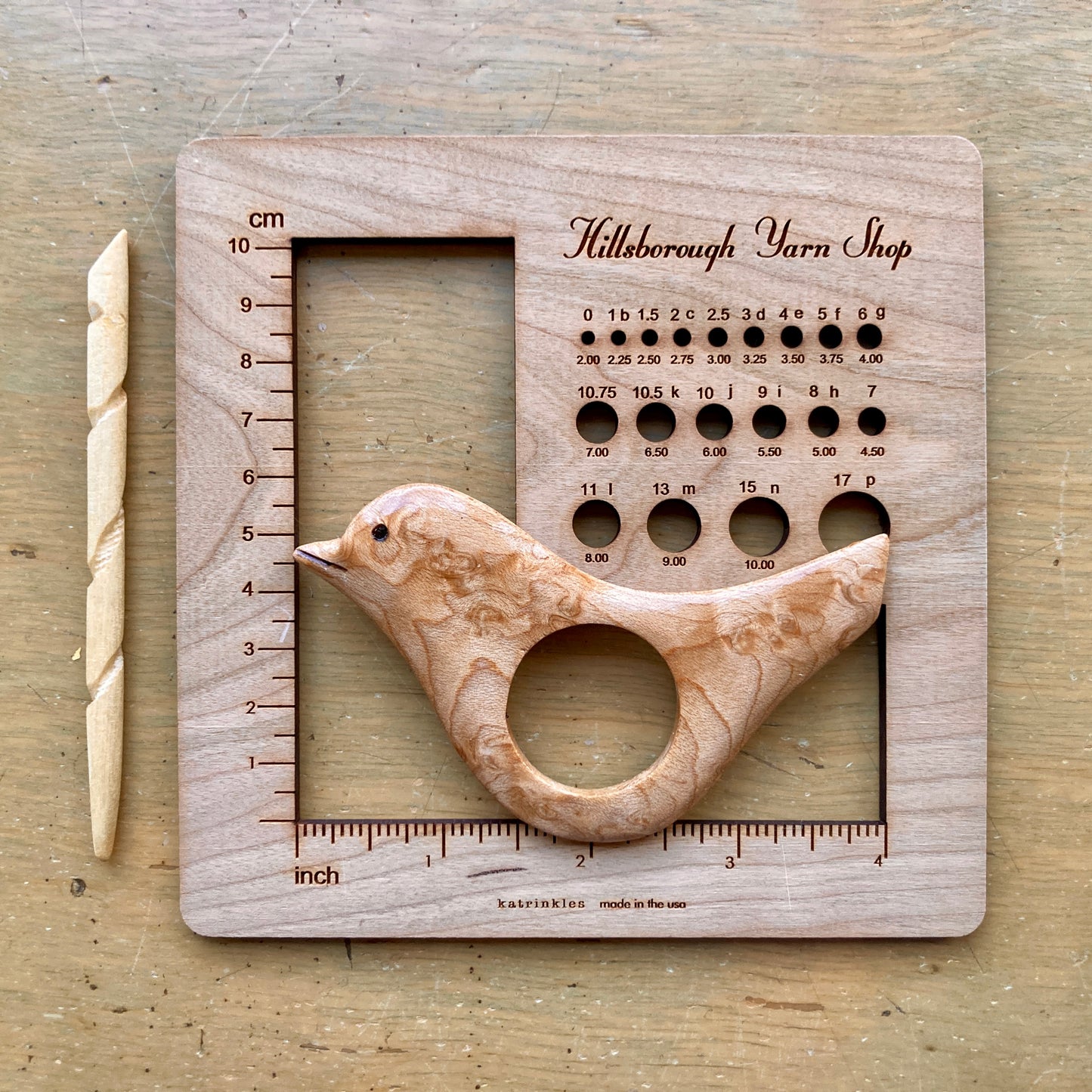 Natures Wonders Songbird Shawl Pin with gauge tool for scale