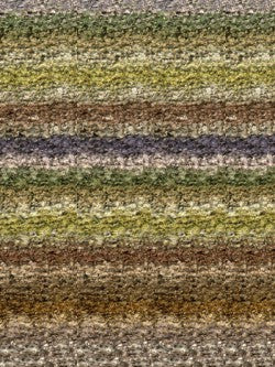 A swatch of striped fabric in earth tones and purple.