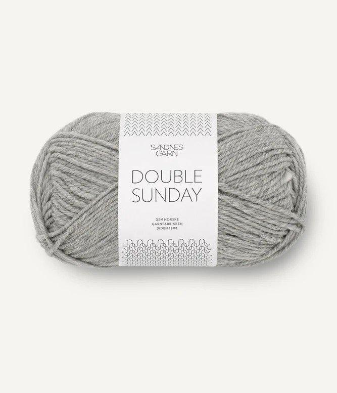 Heathered gray ball of Sandnes Garn Double Sunday yarn.