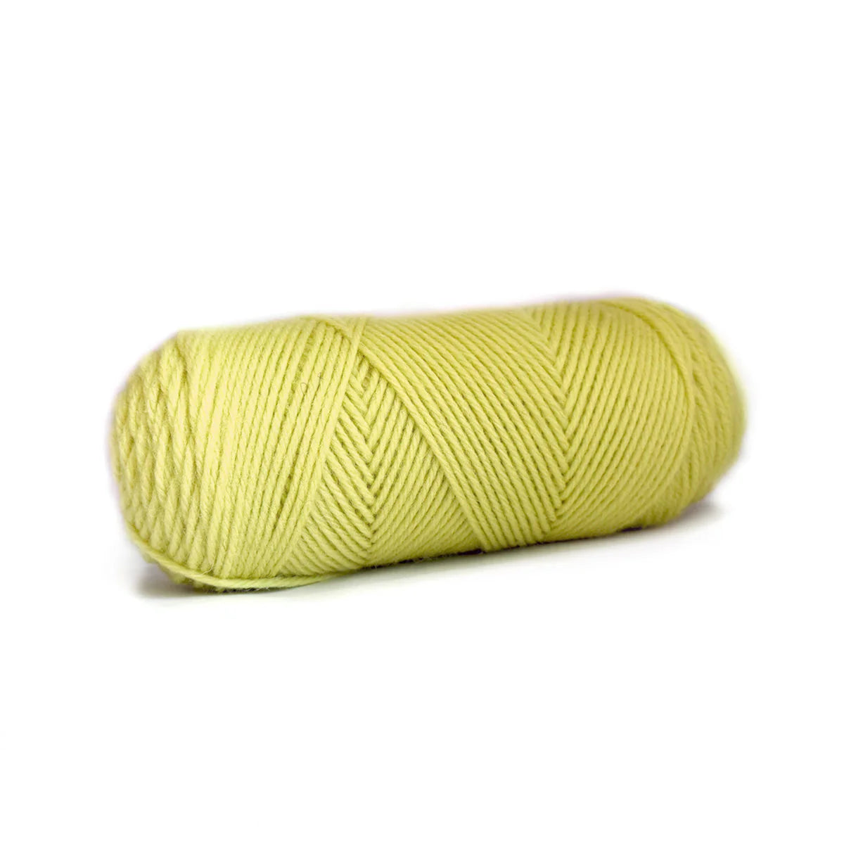 A skein of Highlighter Yellow Kelbourne Woolens Germantown yarn.