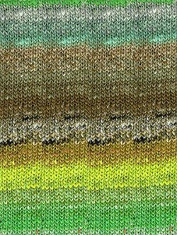 A swatch of striped fabric in greens and light brown.
