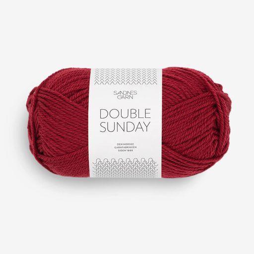 Red ball of Sandnes Garn Double Sunday yarn.