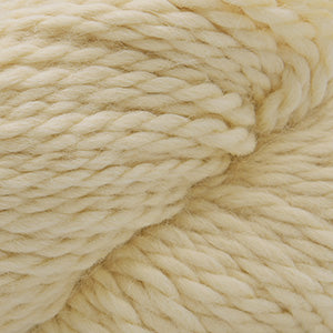 Close up on a skein of pale yellow Cascade Baby Alpaca Chunky yarn.