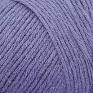Close up on a lavender skein of Brown Sheep Cotton Fleece yarn.
