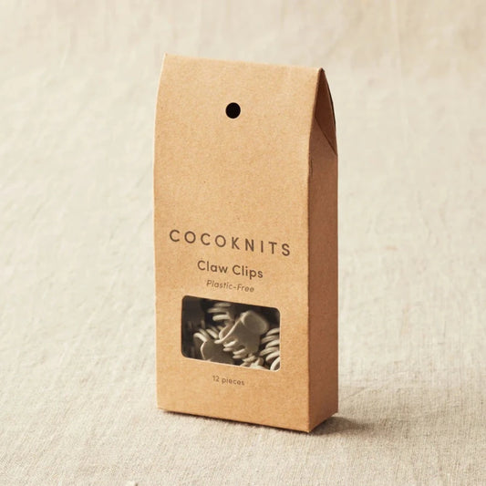 Kraft brown box of cocoknits Claw Clips.