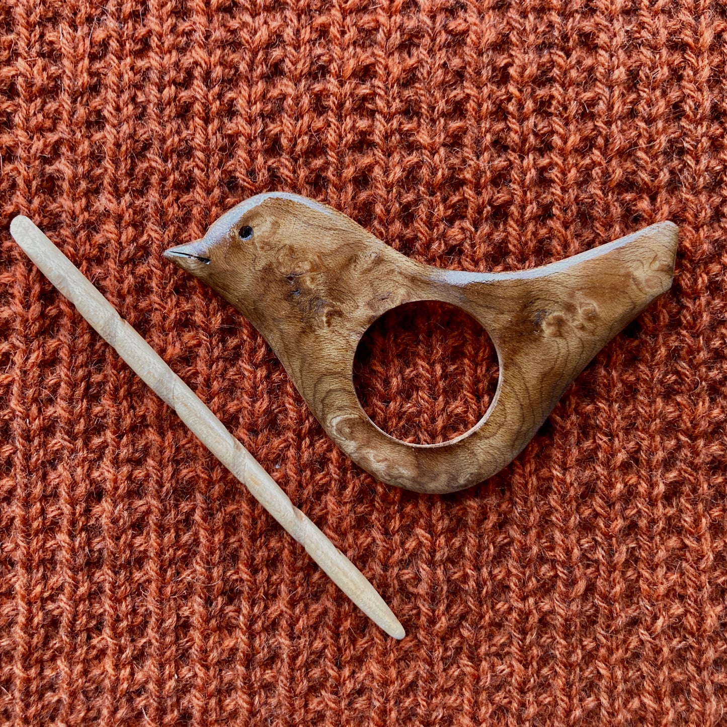 Natures Wonders Songbird Shawl Pin Singed Maple