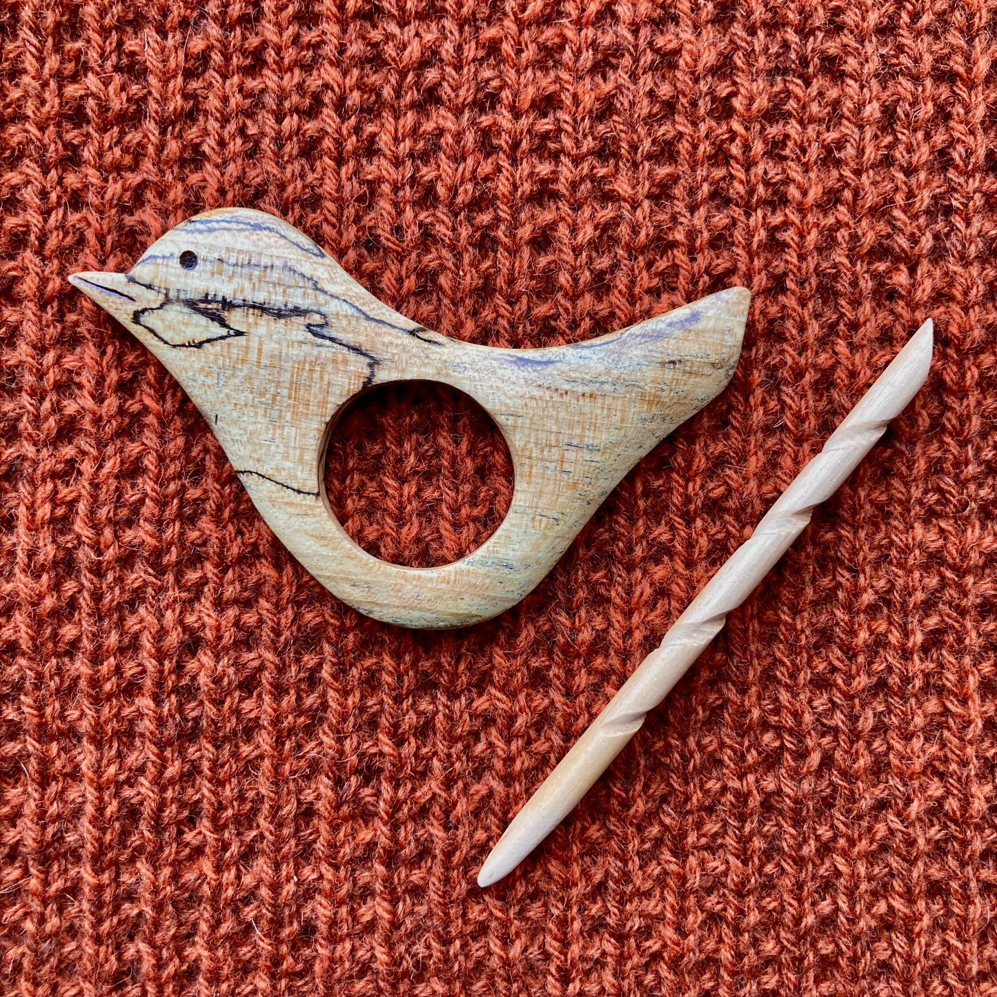 Natures Wonders Songbird Shawl Pin Spalted Maple