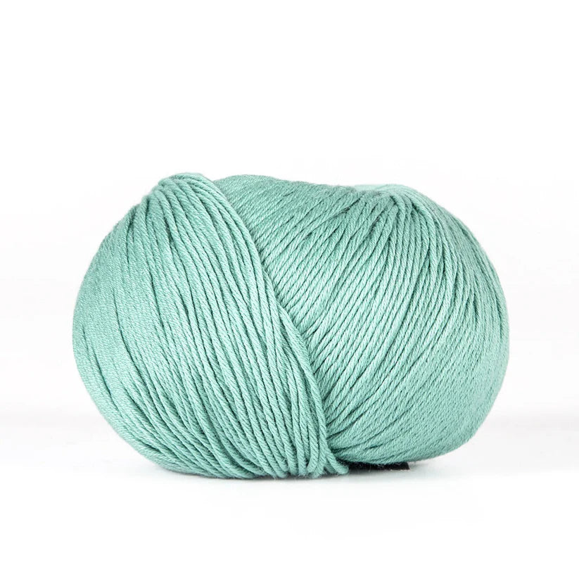 Ball of seafoam BC Garn Alba yarn.