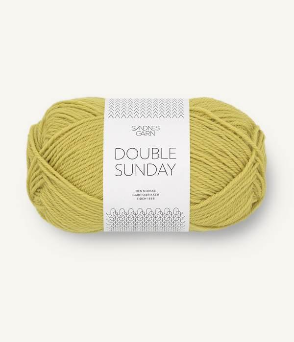 Chartreuse ball of Sandnes Garn Double Sunday yarn.