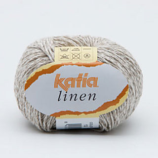 Beige ball of Katia Linen yarn.