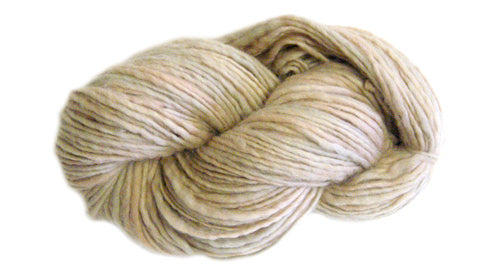 Beige skein of Manos del Uruguay Wool Clásica yarn.