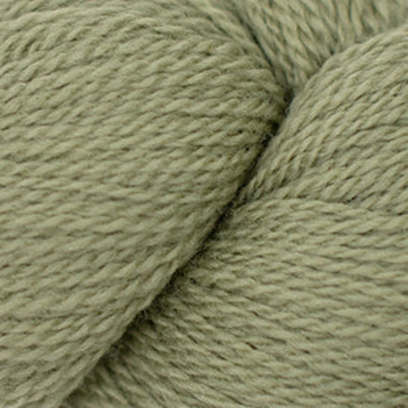 Close up on a light green skein of Cascade 220 Fingering yarn.