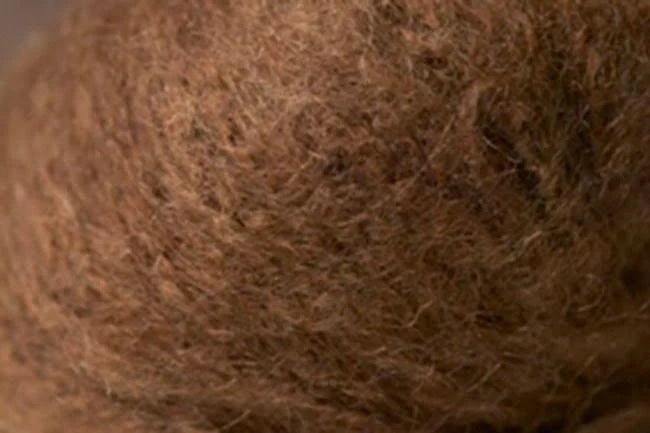 Close up of brown Jo Sharp mohair yarn.