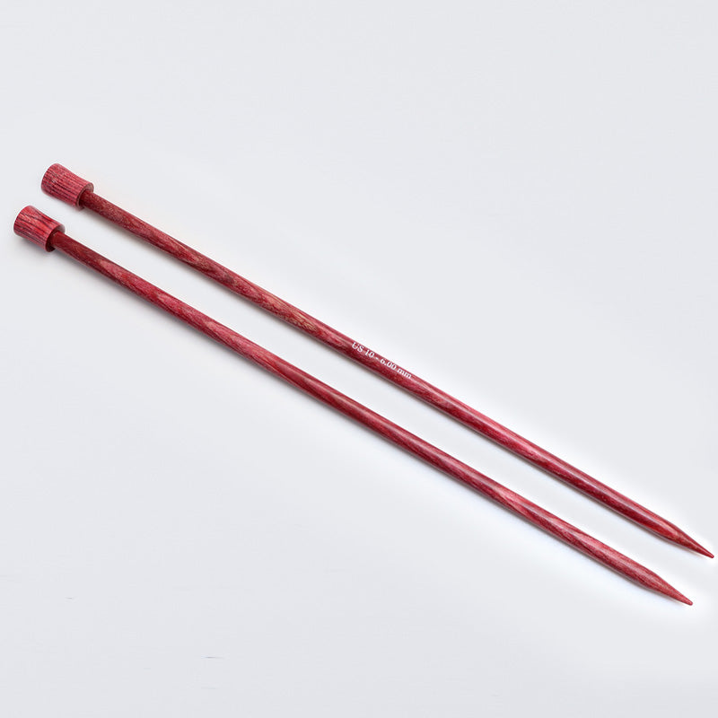 Pair of red Dreamz single pointed needles.