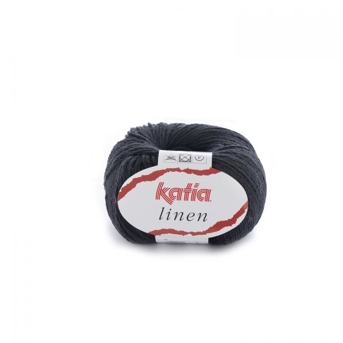 Black ball of Katia Linen yarn.