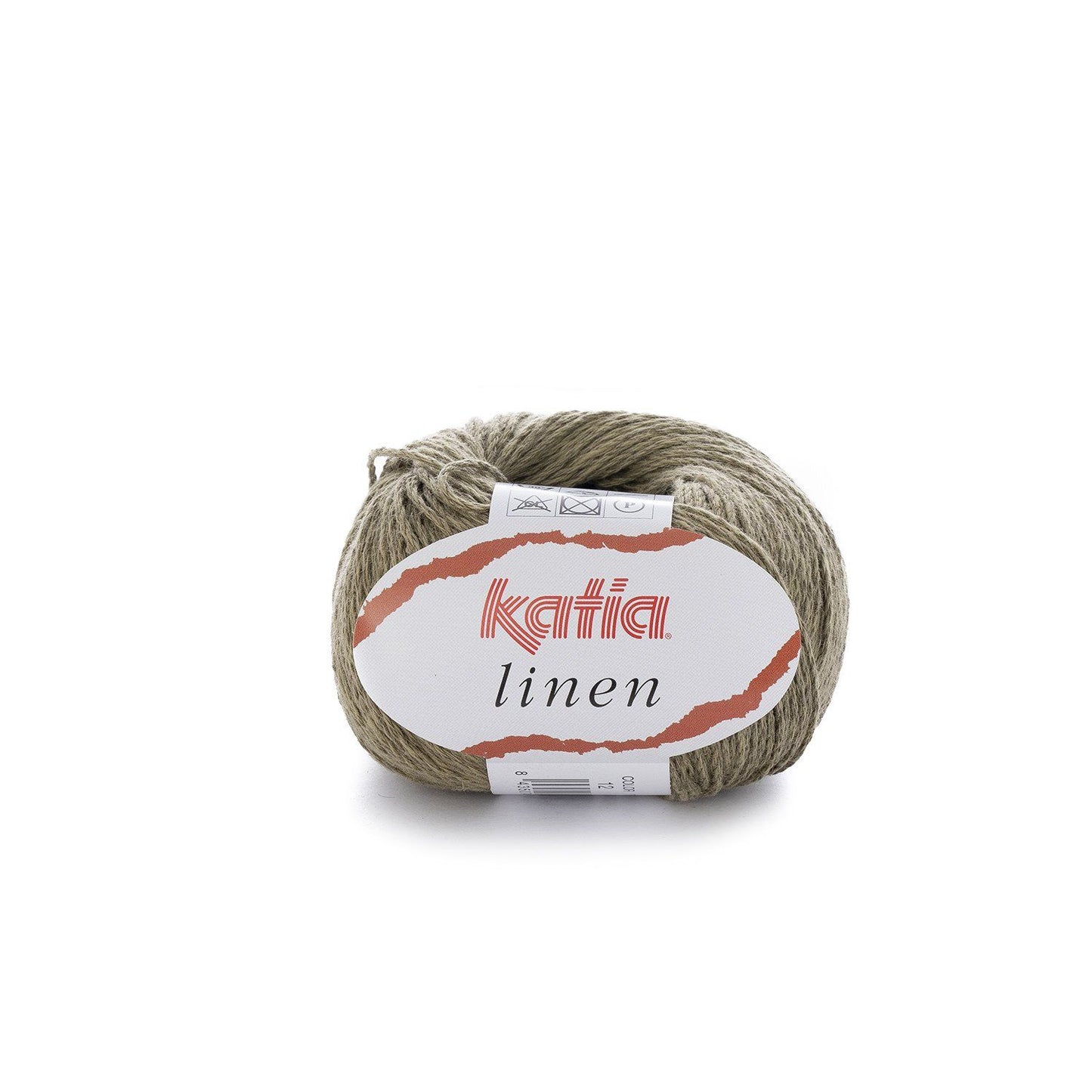 Khaki ball of Katia Linen yarn.