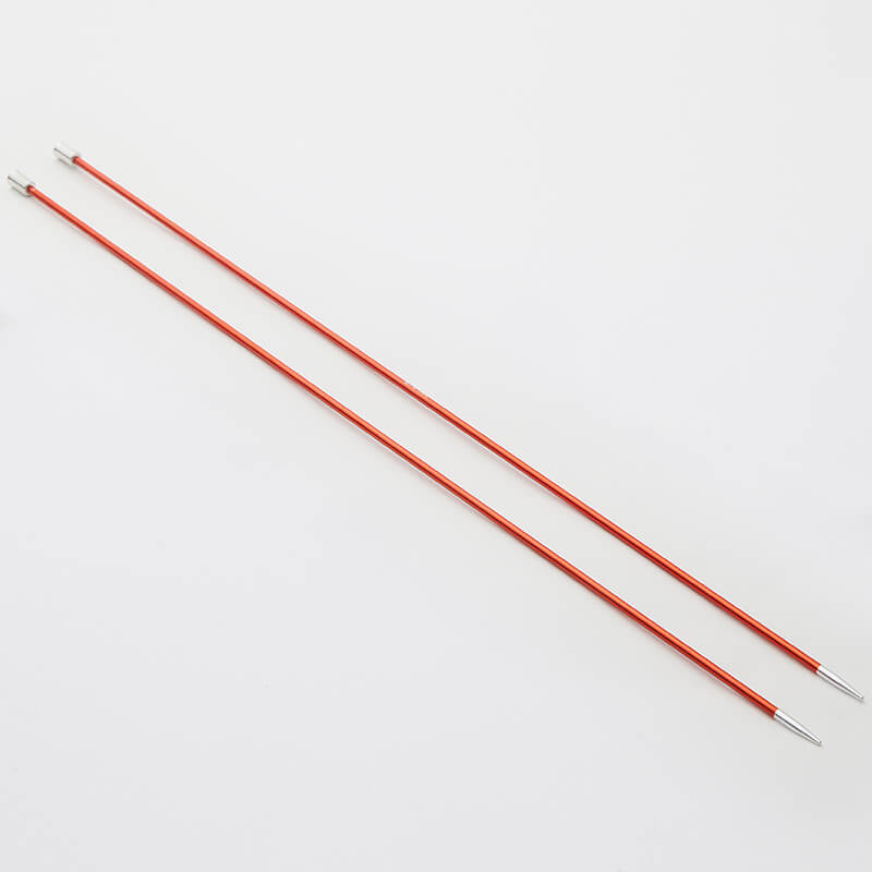 Pair of orange Zing single pointed needles.