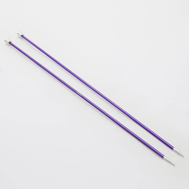 Pair of purple Zing single pointed needles.