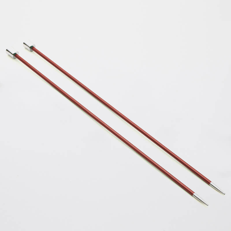Pair of brown Zing single pointed needles.