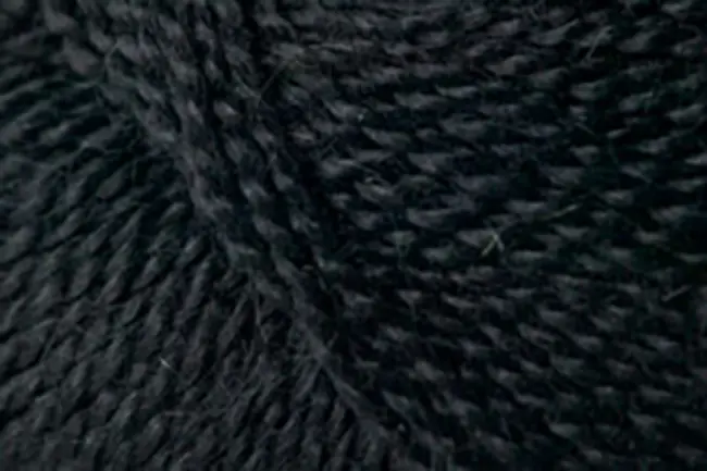 Close up on a ball of black Jo Sharp Alpaca Kid Lustre yarn. 