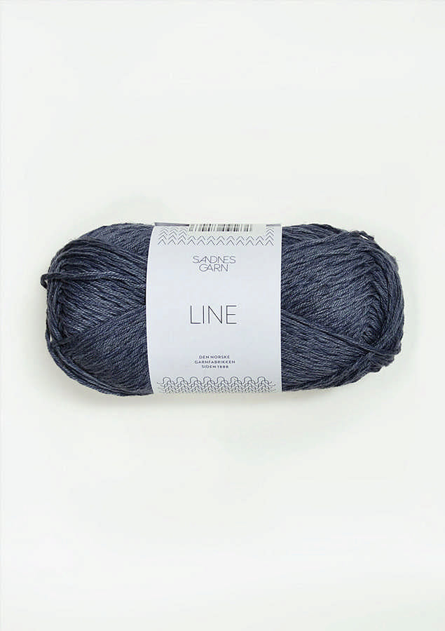 Dark gray blue ball of Sandnes Garn Line yarn. 