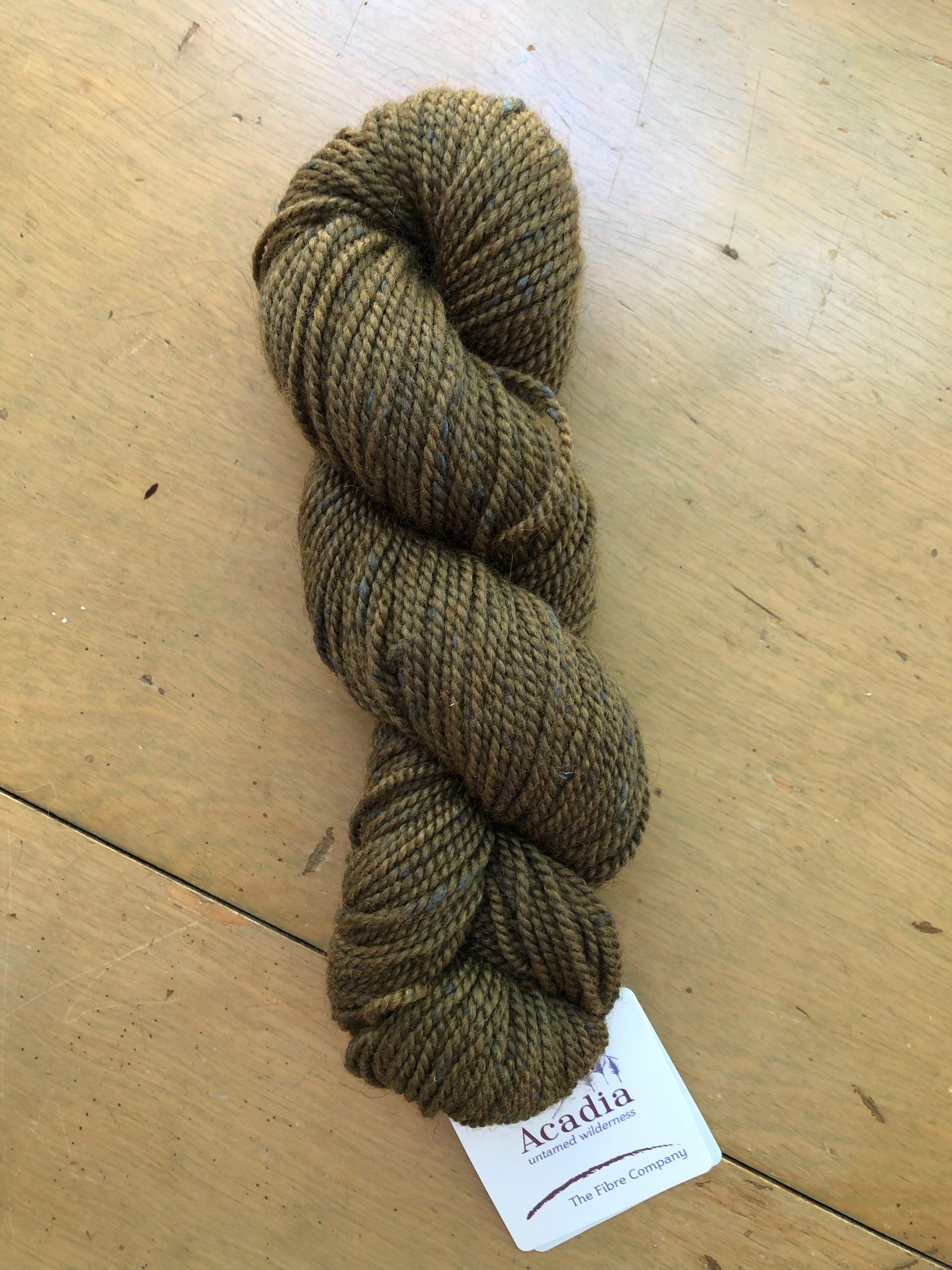 1 skein of dark moss green Fibre Co. Acadia yarn. 