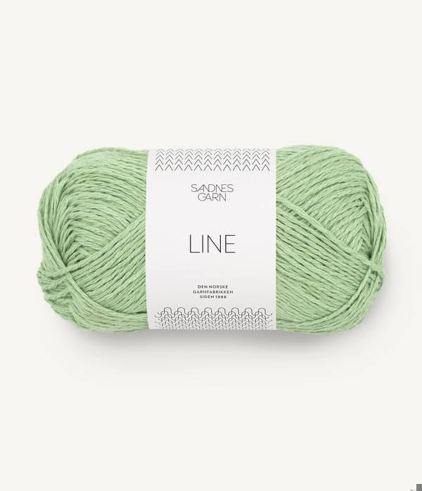 Light green ball of Sandnes Garn Line yarn. 