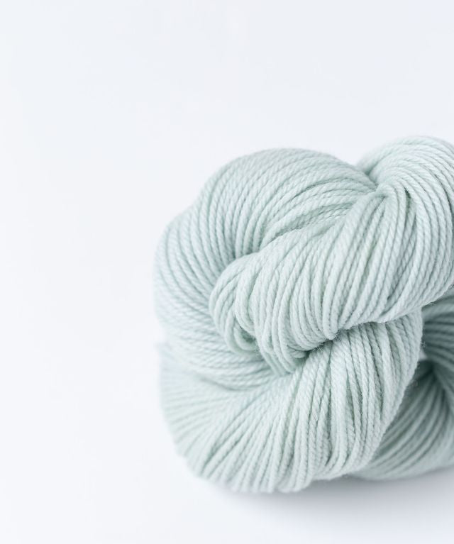 Skein of mint green Brooklyn Tweed Arbor yarn in color Seaglass - Hillsborough Yarn Shop - Hillsborough, NC, USA