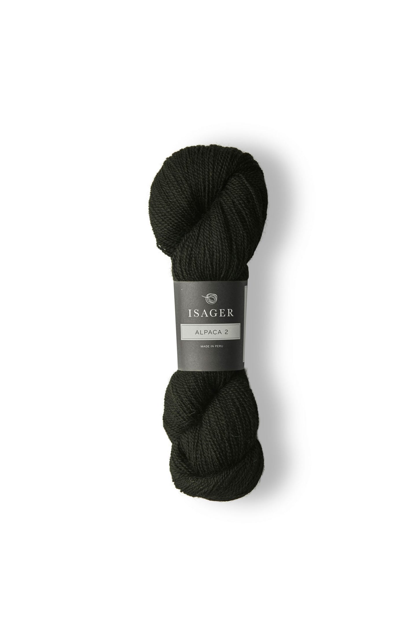 Skein of black Isager Alpaca 2 yarn. 