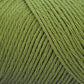 Close up on an olive green skein of Brown Sheep Cotton Fleece yarn. 