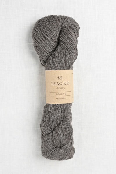 Skein of heathered gray Isager Alpaca 2 yarn. 