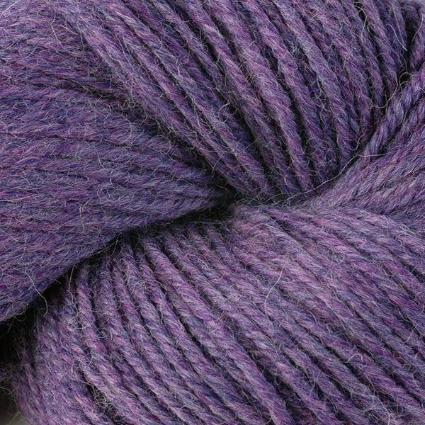 Close up on purple skein of Berroco Ultra Alpaca yarn.