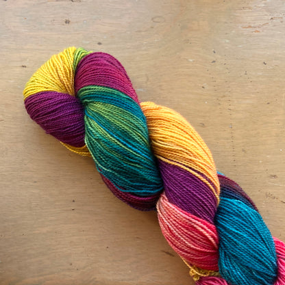 Variegated rainbow Fleece Artist / Hand Maiden yarn, colorway Hibiscus