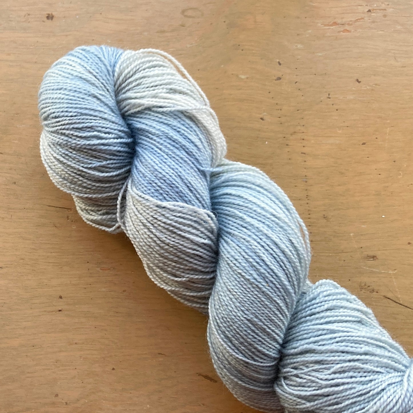 Variegated pastel blue Fleece Artist / Hand Maiden yarn, colorway Salt Spray