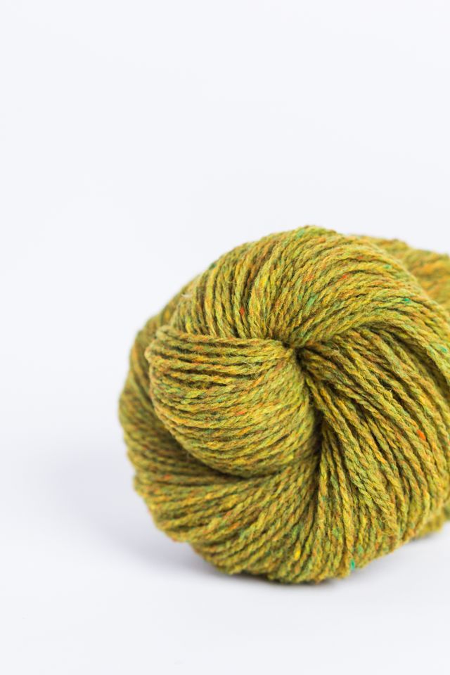 Chartreuse ball of Brooklyn Tweed Loft yarn. 