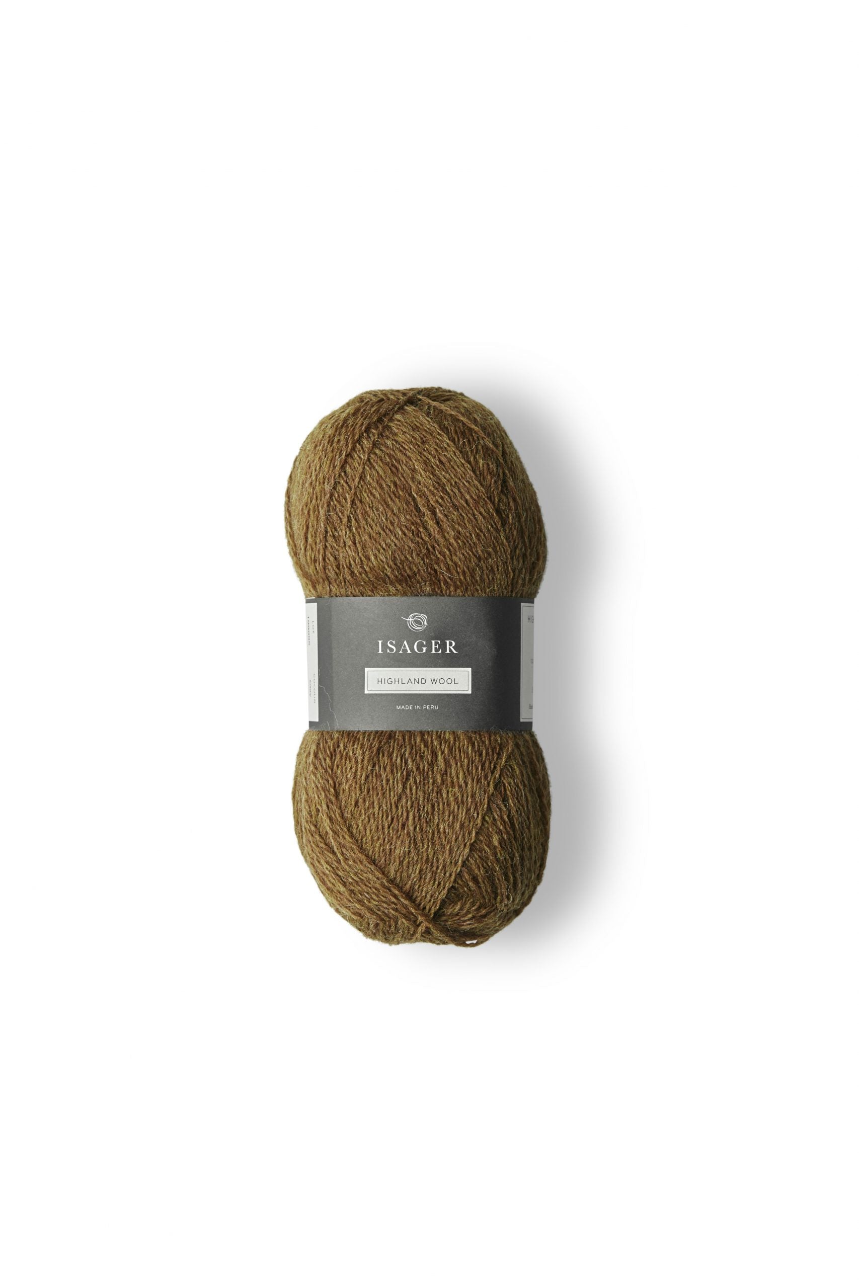 Brown ball of Isager Highland Wool yarn in color Clay - for sale at Hillsborough Yarn Shop, NC, USA. 