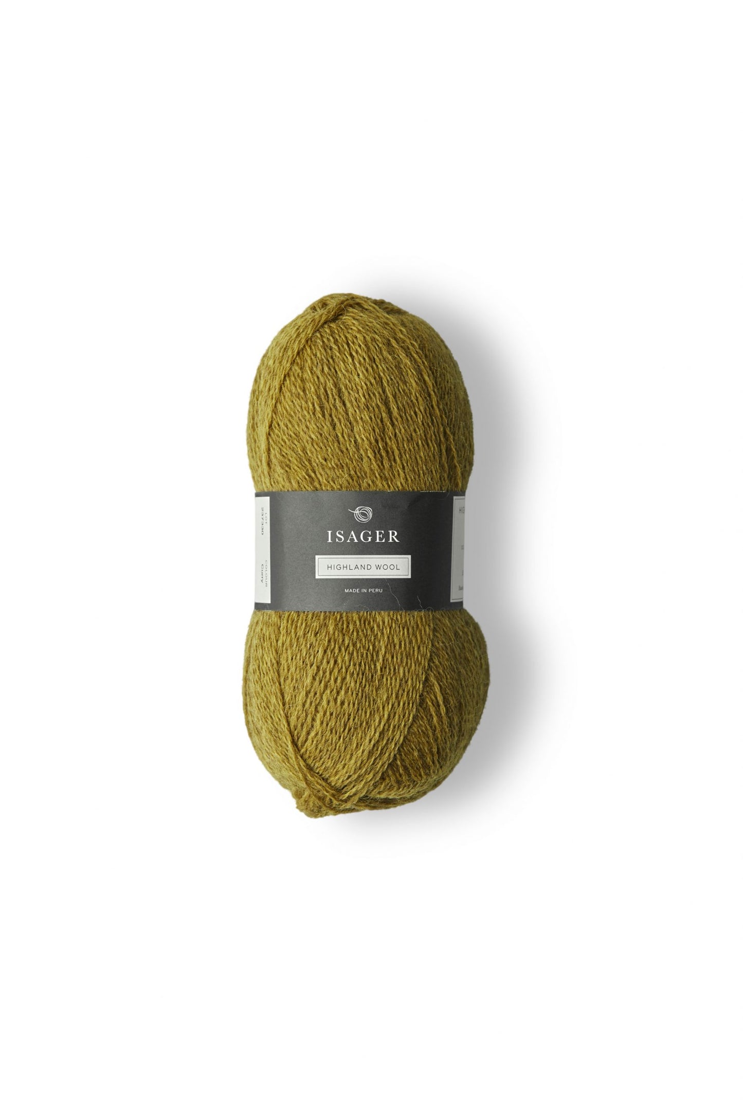 Chartreuse ball of Isager Highland Wool yarn. 