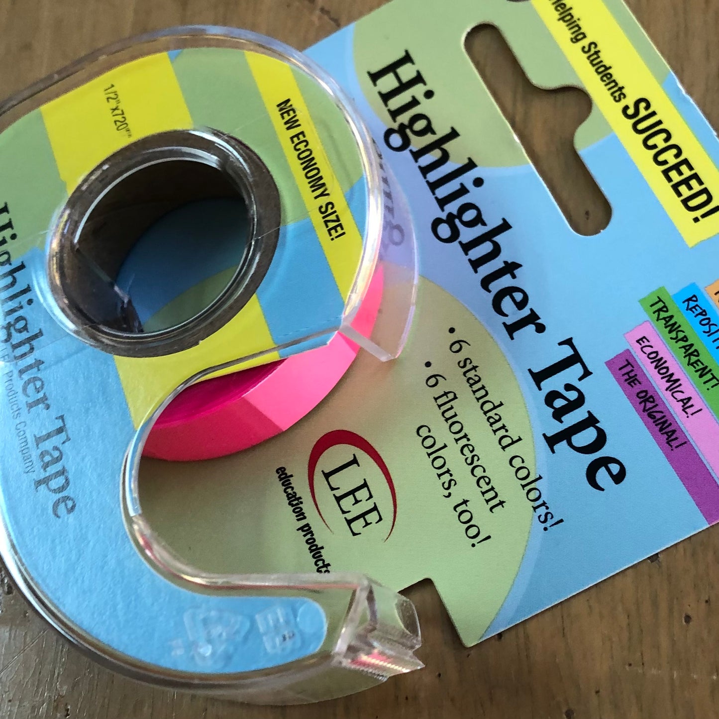 Close-up image of highlighter tape in fluorescent pink color for sale at Hillsborough Yarn Shop, NC, USA.