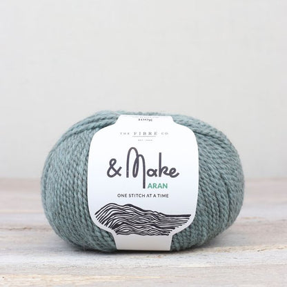 Pale sage green ball of Fibre Co. & Make Aran yarn. 