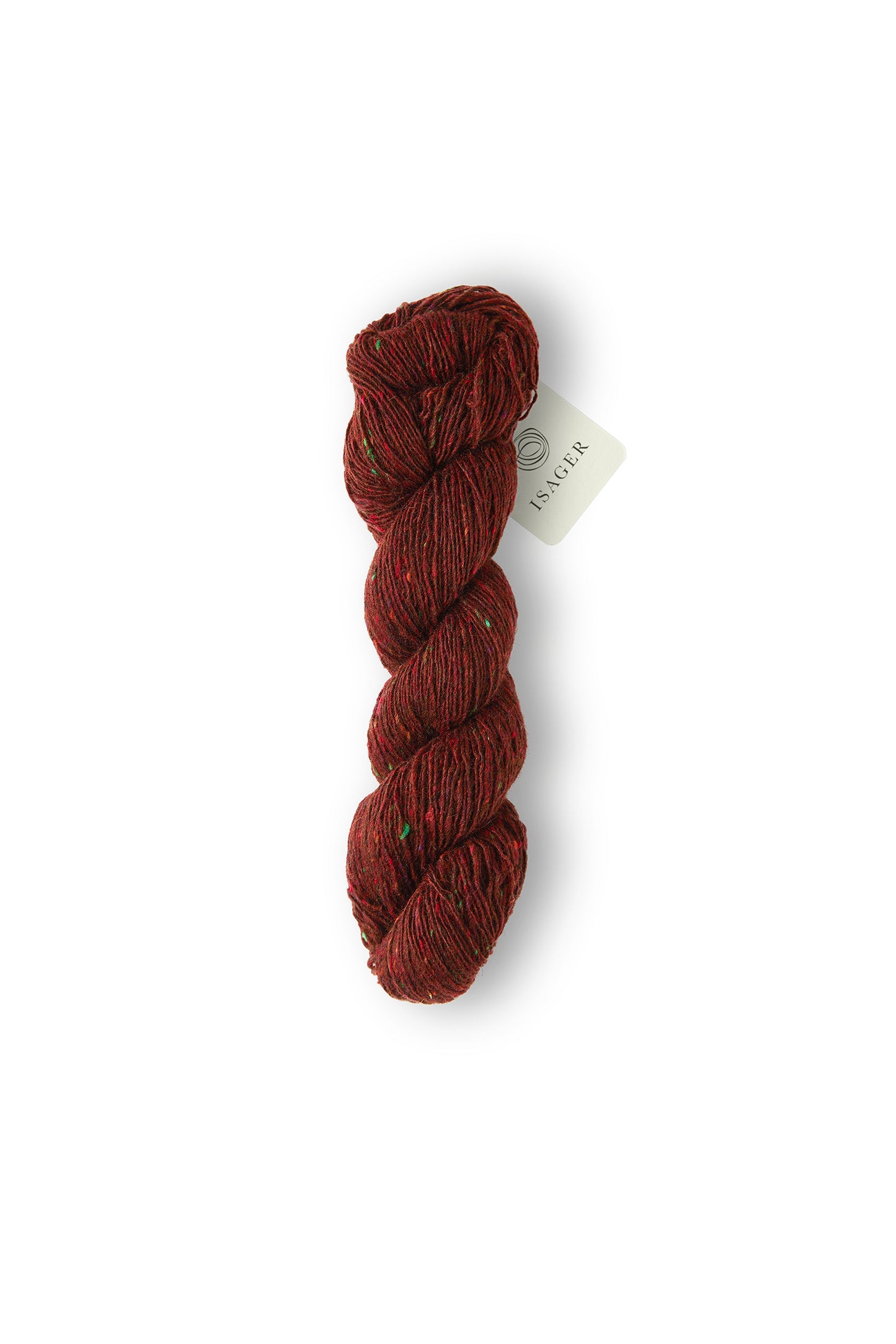 A skein of Isager Tweed yarn in color Autumn - for sale at Hillsborough Yarn Shop, NC, USA. 