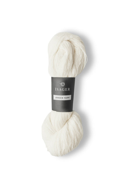 White skein of Isager Jensen yarn in color 0 - for sale at Hillsborough Yarn Shop, NC, USA. 