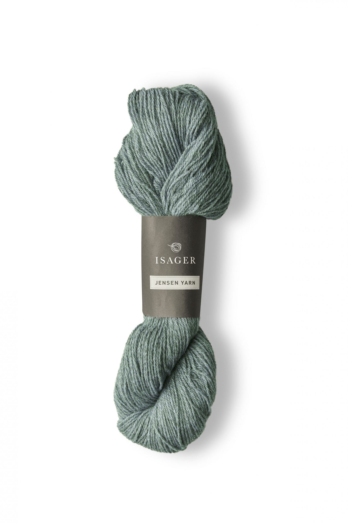 Heathered blue green skein of Isager Jensen yarn in color 11s - Hillsborough Yarn Shop, NC, USA. 