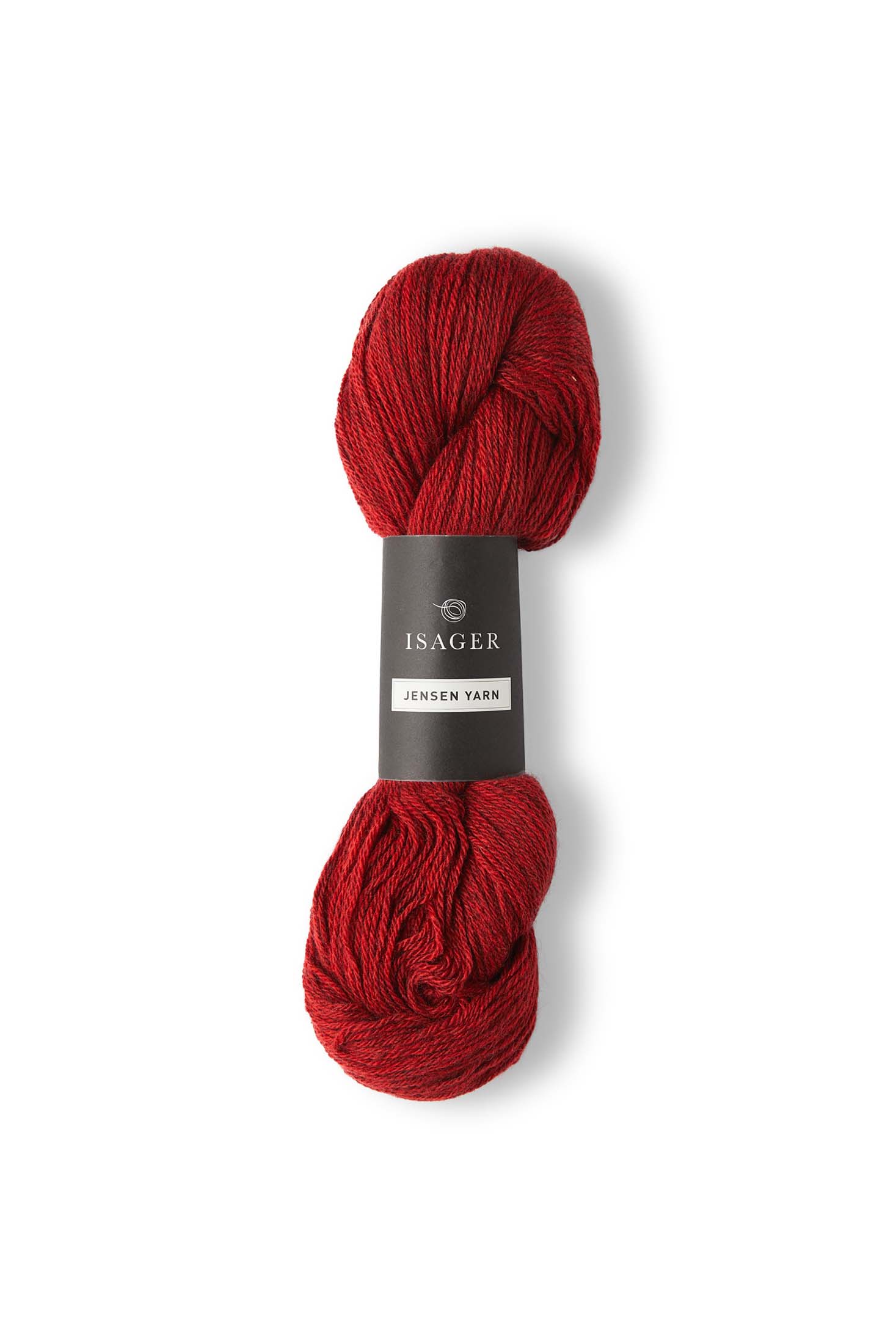 Heathered red skein of Isager Jensen yarn in color 32s - Hillsborough Yarn Shop, NC, USA. 