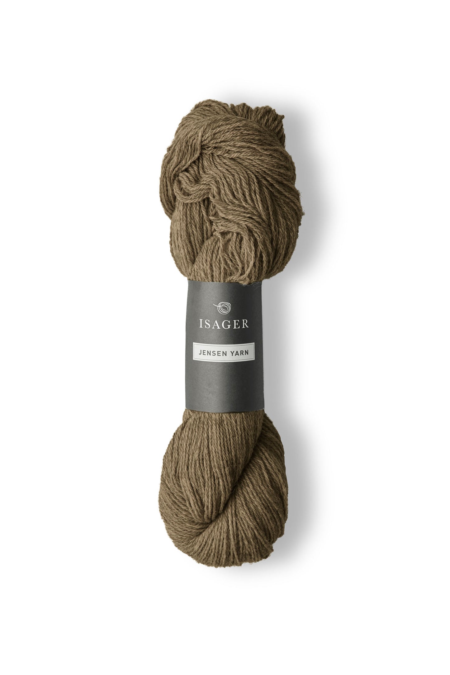 Medium brown skein of Isager Jensen yarn in color 8s - Hillsborough Yarn Shop, NC, USA. 