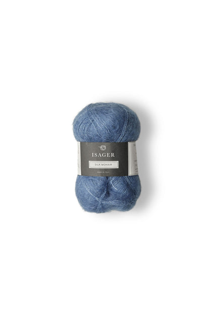 Isager Silk Mohair in color 44, a medium dove blue.