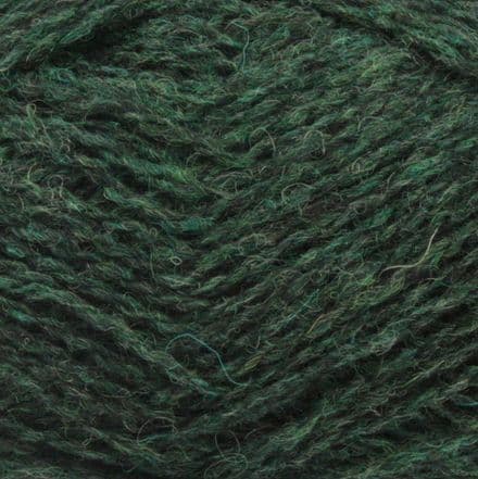 Pine green and dark brown heathered yarn  - Jamieson's Shetland Spindrift in color Conifer.