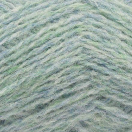 Very pale heathered green with light blue - Jamieson's Shetland Spindrift yarn in Dewdrop.