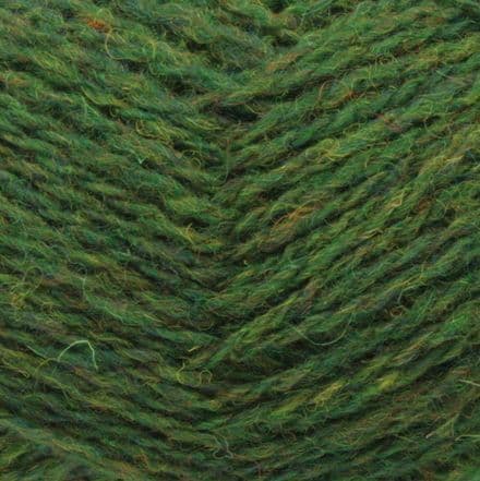 Heathered bright green with yellow and orange flecks - Jamieson's Shetland Spindrift yarn in Prairie.