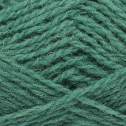 Soft, muted cool-toned green, almost sage colored yarn - Jamieson's Shetland Spindrift in Verdigris.