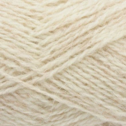 Warm cream-colored, slightly heathered yarn - Jamieson's Shetland Spindrift in Ivory.